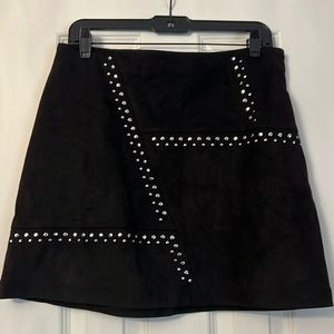 Suede studded mini skirt